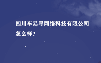 四川车易寻网络科技怎么样?